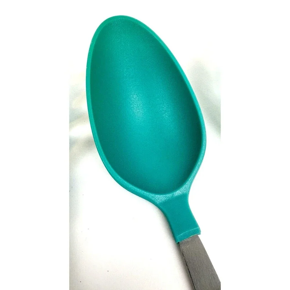 Kitchen Utensils Set: 3-piece Teal Silicone Pasta Server, Spoon, Slotted Skimmer